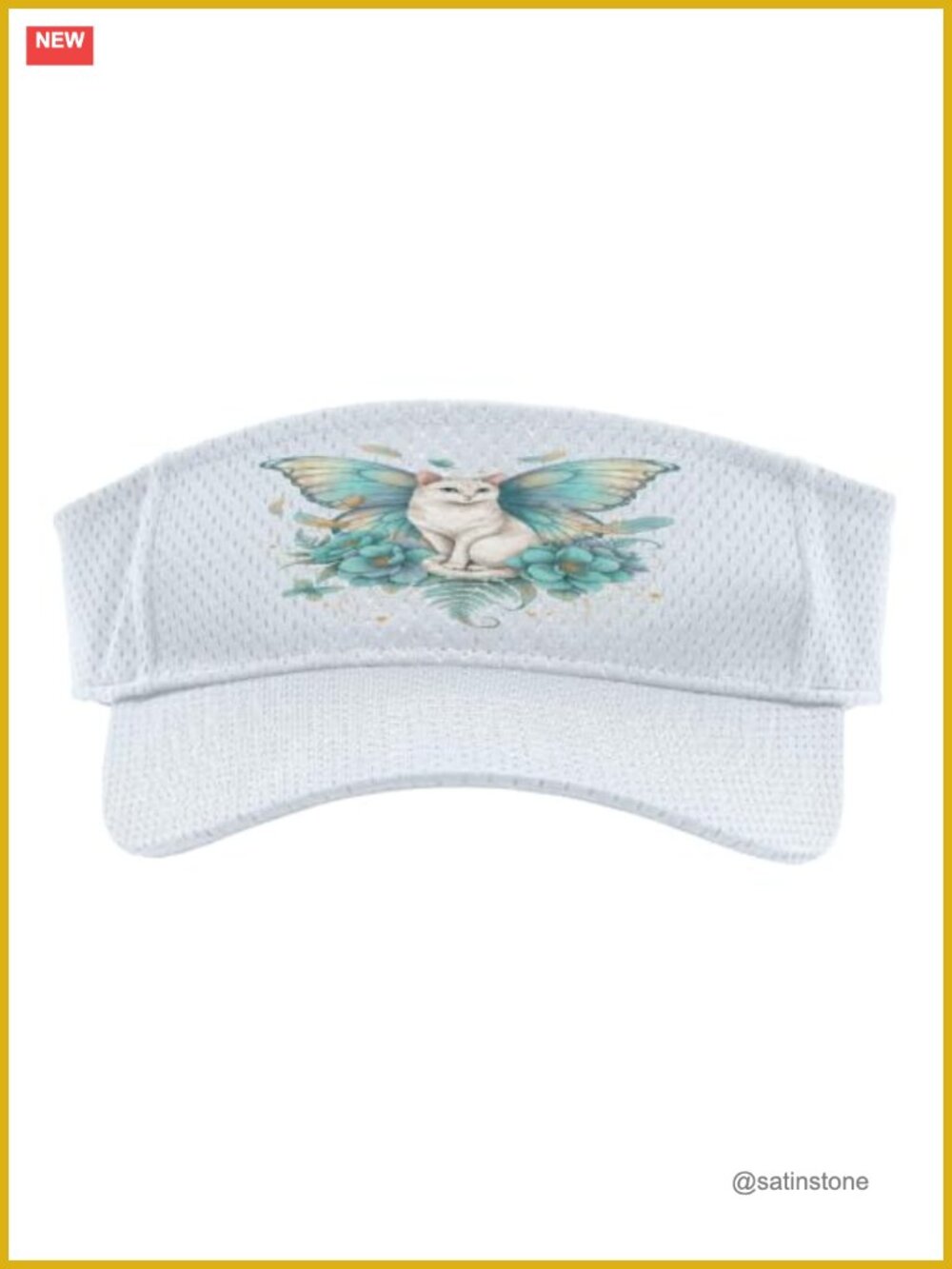 Fairy Cat Butterfly Wings Floral Fantasy Sun Visor Polyester Mesh